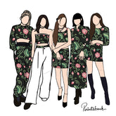 Black Green Pink Lotus Floral Pichwai Digital Printed Fabric Material